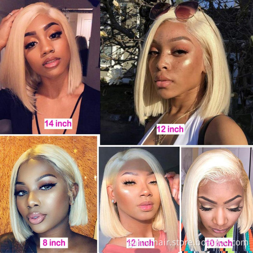 Virgin Blonde 613 Hair Straight Front Lace bob Wig Hd Transparent Film Thin Swiss Lace wig Wholesale Full Lace Wigs Vendors